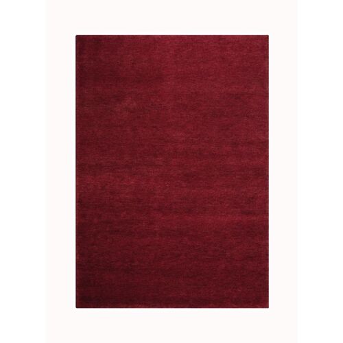 Tapis de couloir 70x300 fait main en laine rouge rectangle motif uni PATI