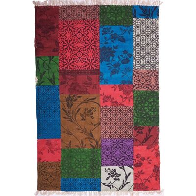 Alfombra Kilim hecha a mano sin pelo con estampado étnico BIKO