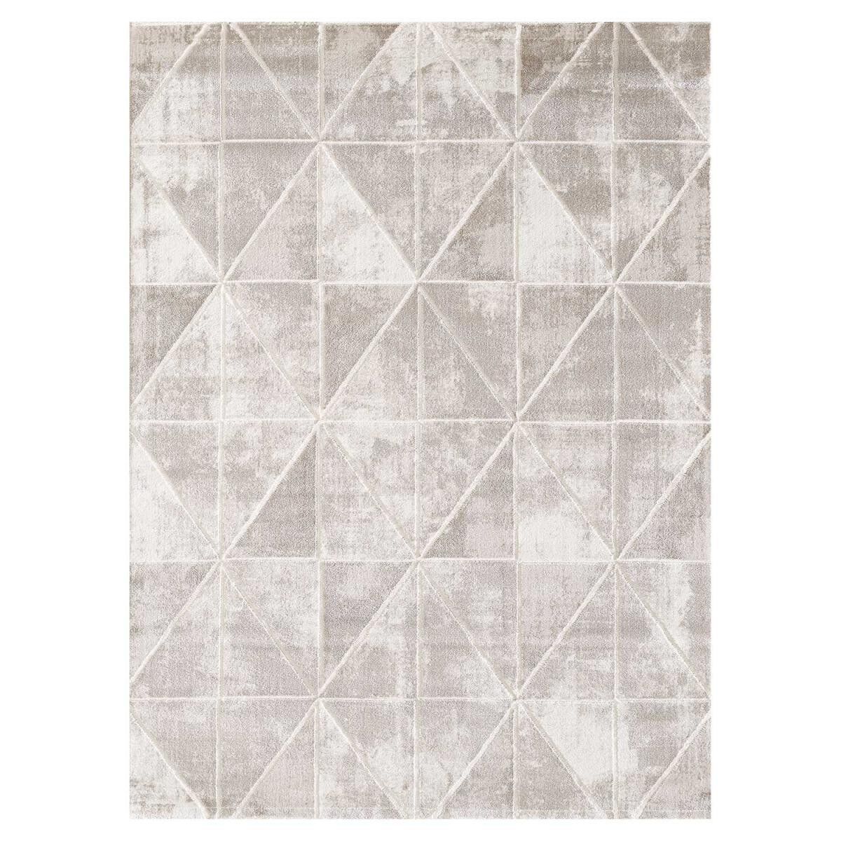 Tappeto da camera da letto VOBA 80x150 crema intrecciato con motivo geometrico rettangolo