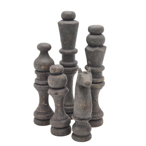 Chess Set - Wood - Grey - 5 chess pieces - Decoration