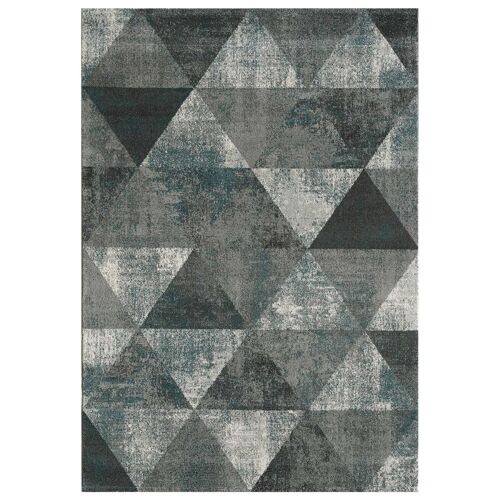 Tapis salle à manger 200x290 tissé gris foncé rectangle motif scandinave KUTU