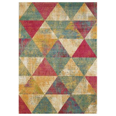 Alfombra de comedor 200x290 tejida multicolor rectángulo patrón escandinavo KUTU