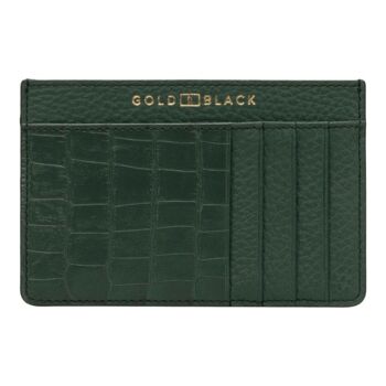 Porte-cartes Royal en cuir avec gaufrage nappa croco vert 1