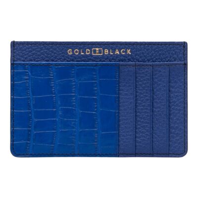 Portacarte Royal in pelle con nappa goffrata cocco blu