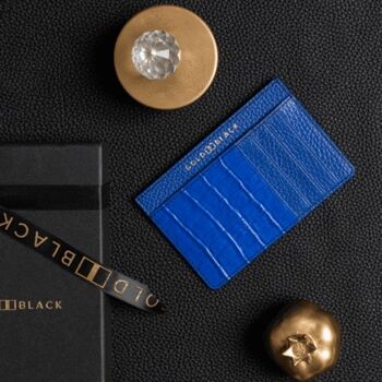 Porte-cartes Royal en cuir avec gaufrage nappa croco bleu 3