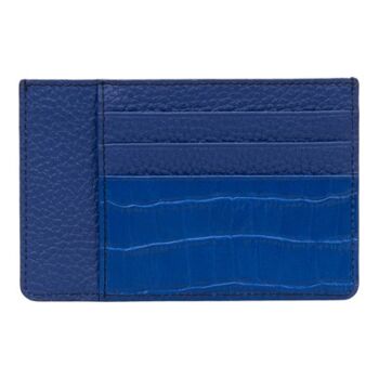 Porte-cartes Royal en cuir avec gaufrage nappa croco bleu 4