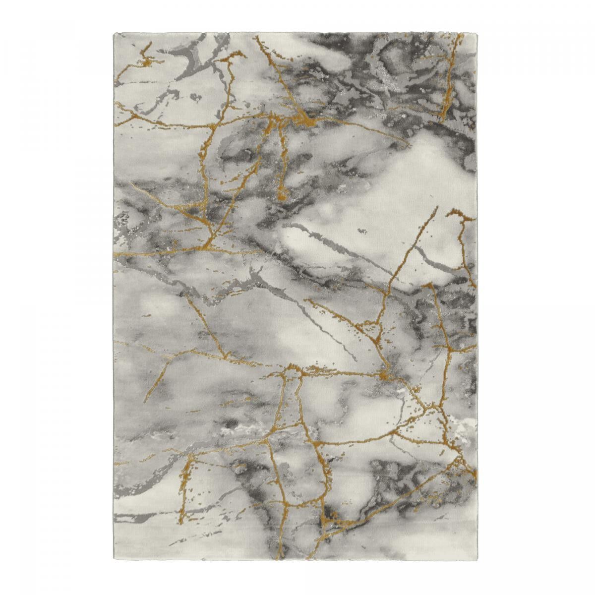 Tappeto d'ingresso 80x150 intrecciato grigio e oro rettangolo motivo astratto TEBA