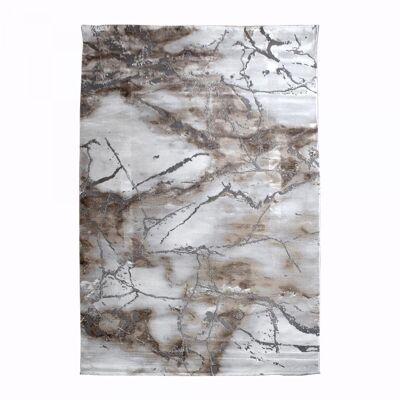 Alfombra rectangular tejida en beige TEBA de 120 x 170 cm con estampado abstracto.