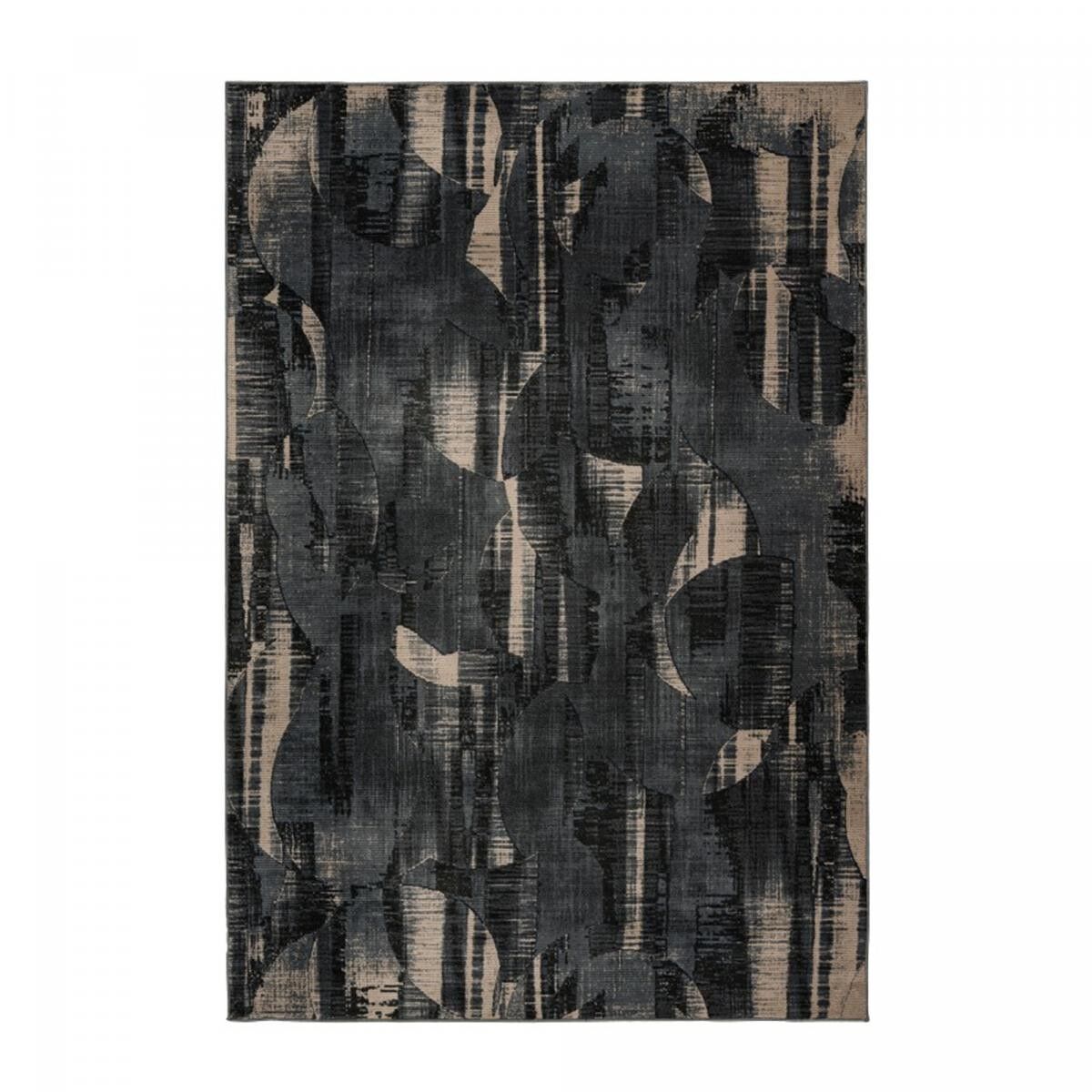 Bedroom rug 120x170 woven in dark grey and light grey PET with abstract pattern
