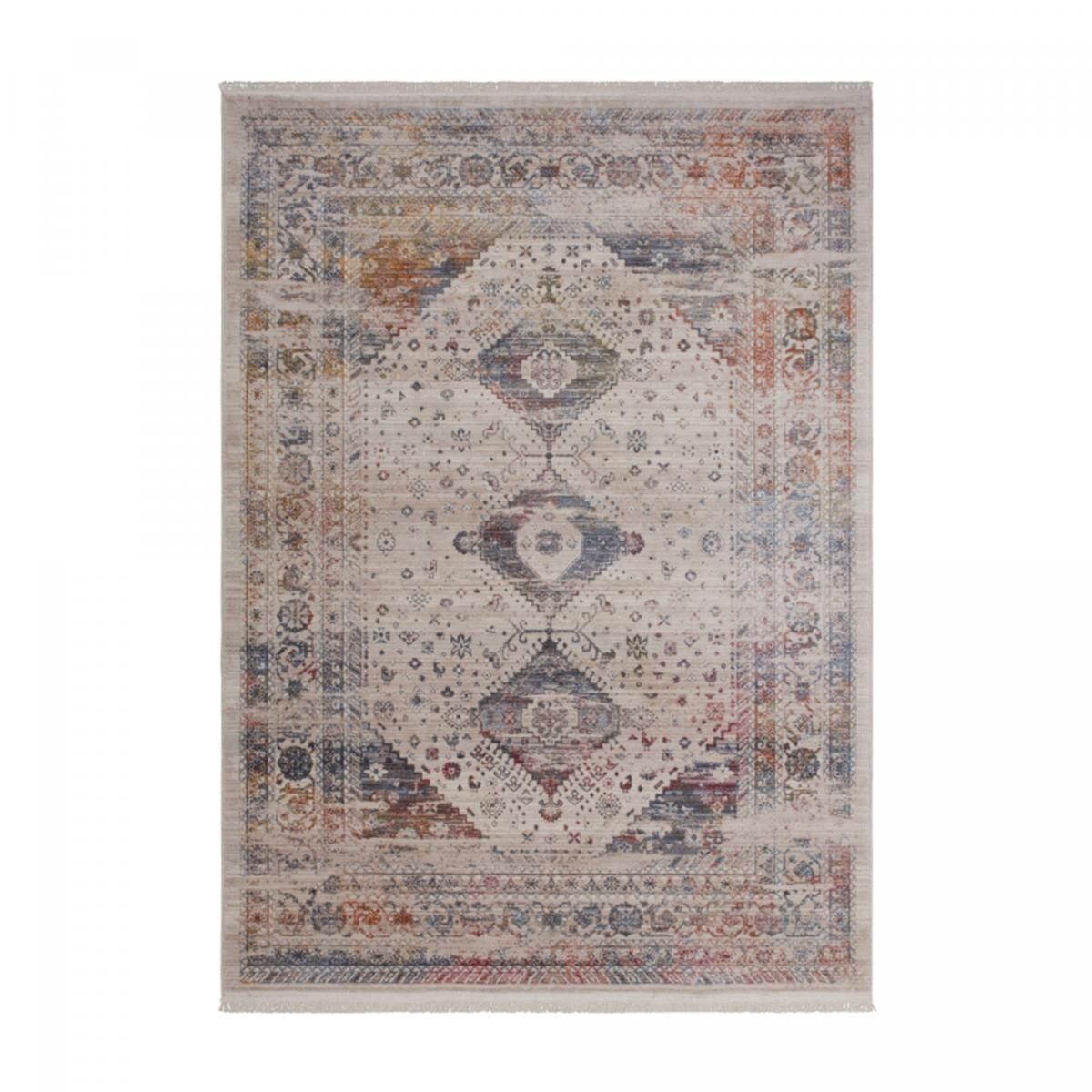 Tappeto orientale 80x150 rettangolo arancione e crema intrecciato motivo etnico JAHU