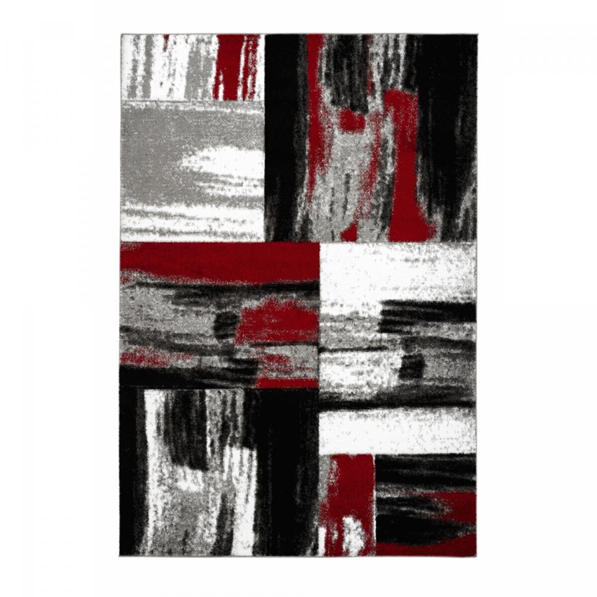 Eingangsteppich 80x150 gewebtes rot-weißes Rechteck abstraktes Muster RECU