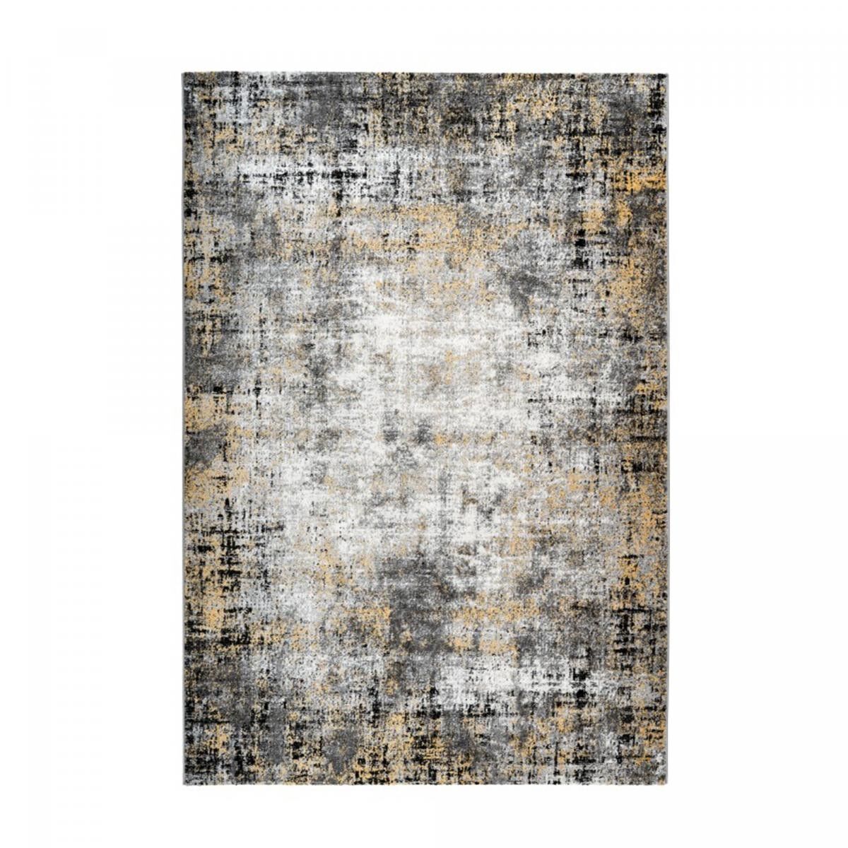 Tappeto da pranzo 200x290 tessuto giallo e grigio rettangolo motivo astratto POJI