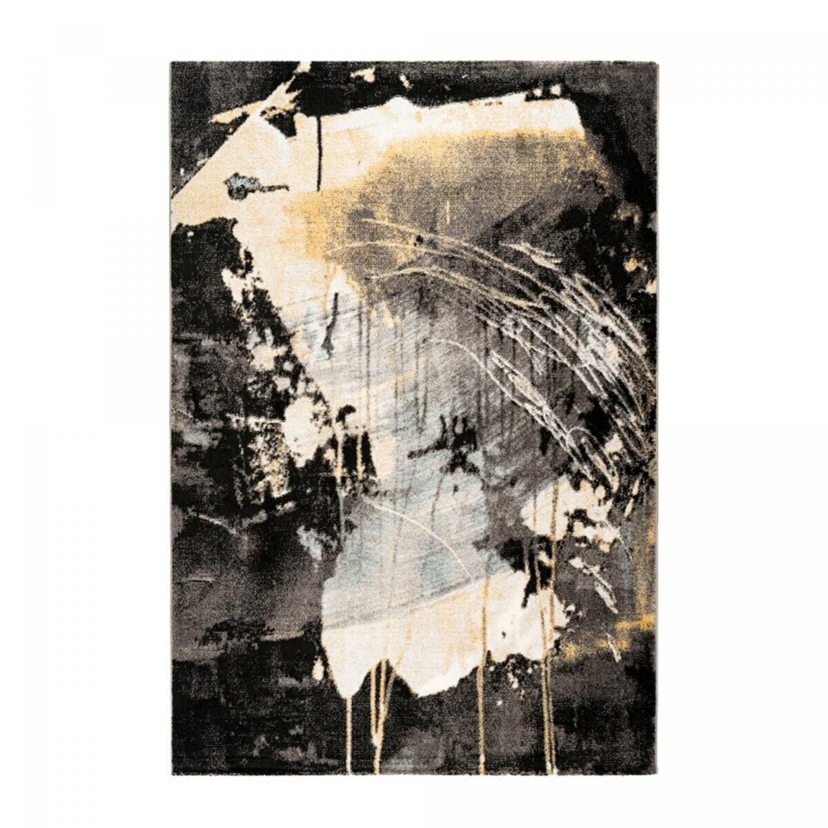 Tappeto d'ingresso 80x150 intrecciato giallo e grigio rettangolo motivo astratto BITION