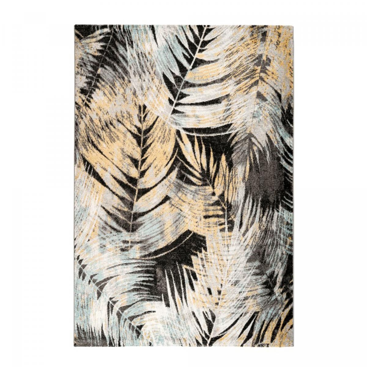 Tappeto d'ingresso 80x150 tessuto giallo e grigio rettangolo motivo astratto DECOLA