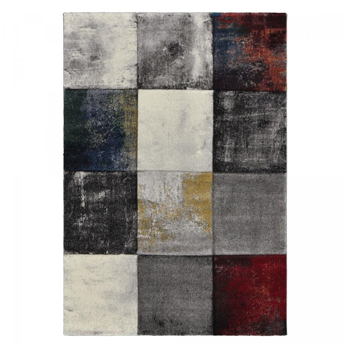 Esszimmerteppich 200x290 gewebtes rotes und gelbes rechteckiges geometrisches Muster