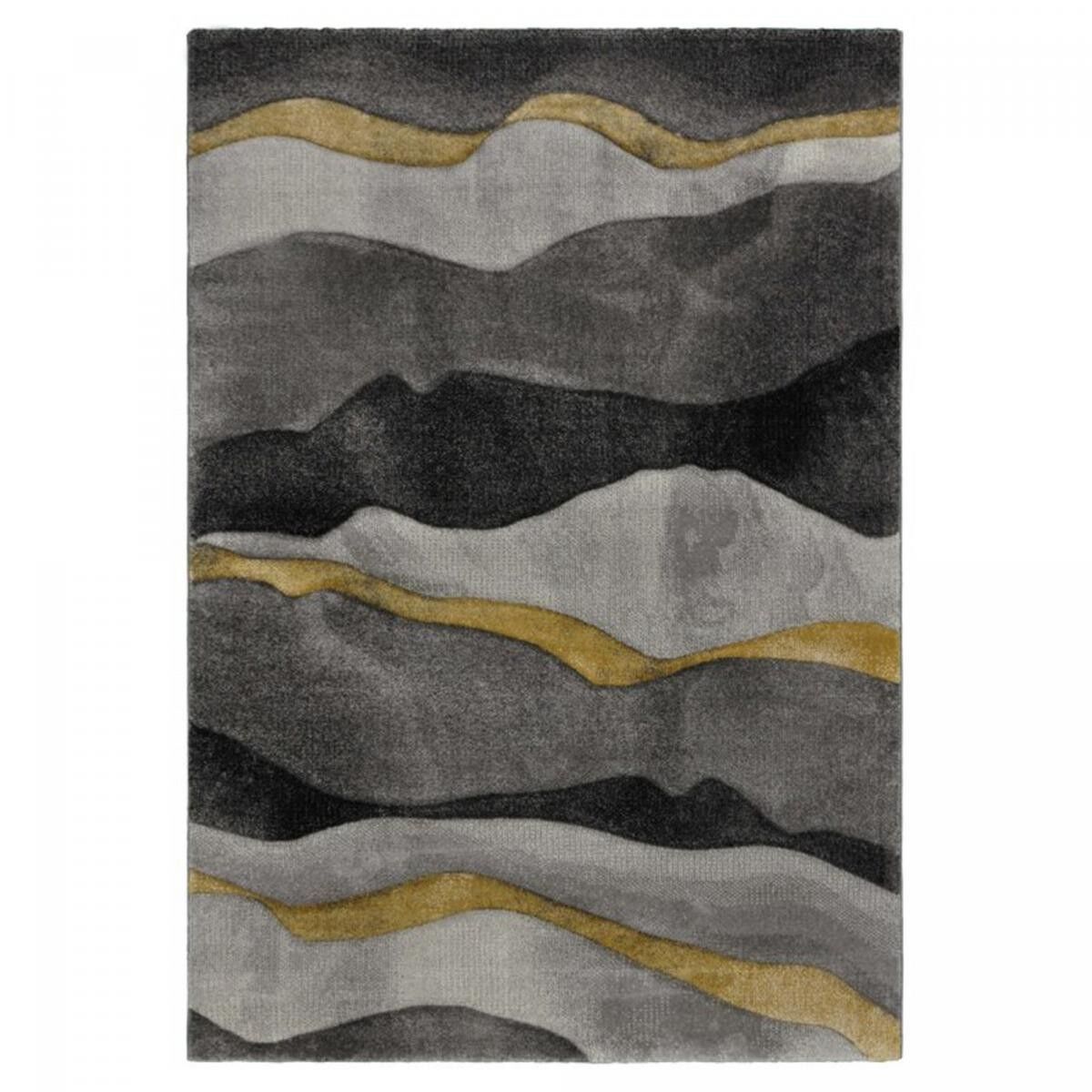 Eingangsteppich 80x150 gewebt grau und gelb rechteckig geometrisches Muster FUTE