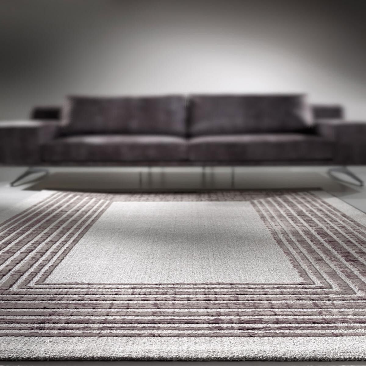 Tappeto soggiorno 160x230 tessuto in viscosa grigia motivo geometrico rettangolo FOJU