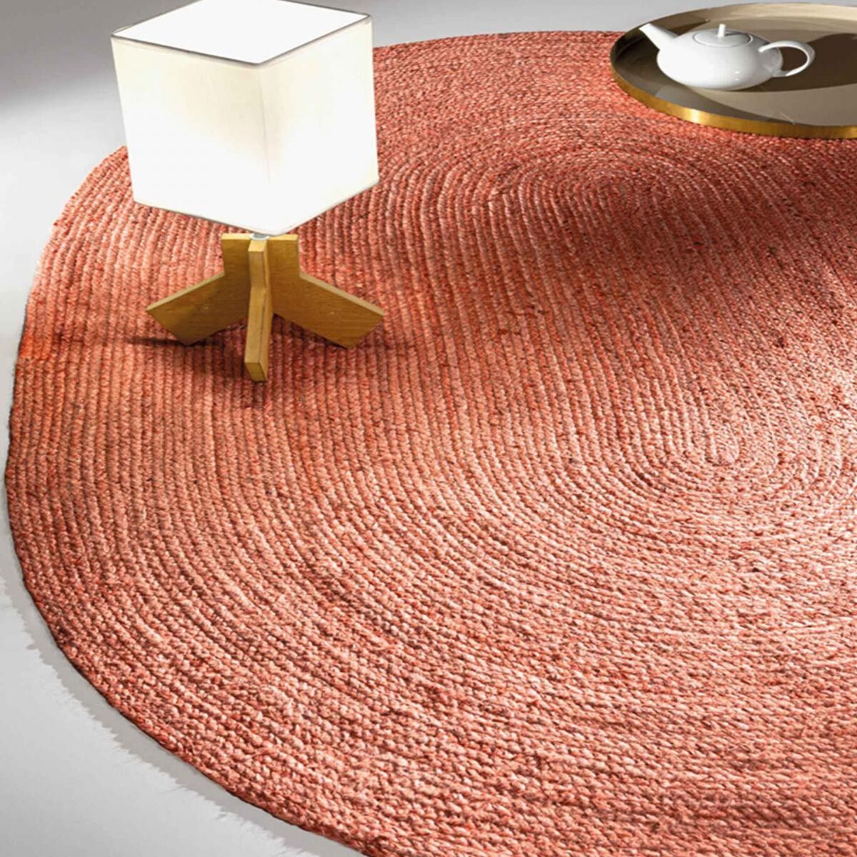 Tappeto ovale in juta intrecciata color corallo NEJO 135x210