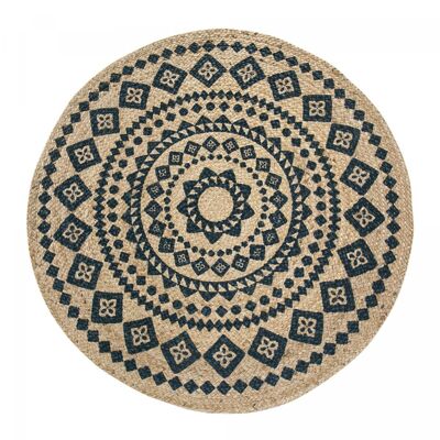 Round rug Ø120cm woven in jute with ethnic pattern for living room TOLI