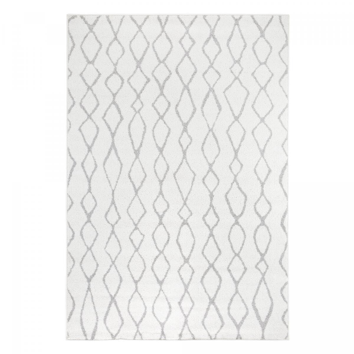 Tappeto berbero 80x200 intrecciato motivo etnico PAFA crema e grigio