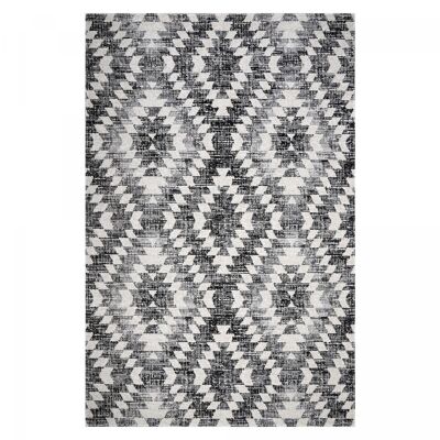 Tappeto da esterno HIDU in tessuto kilim grigio e nero 150x220