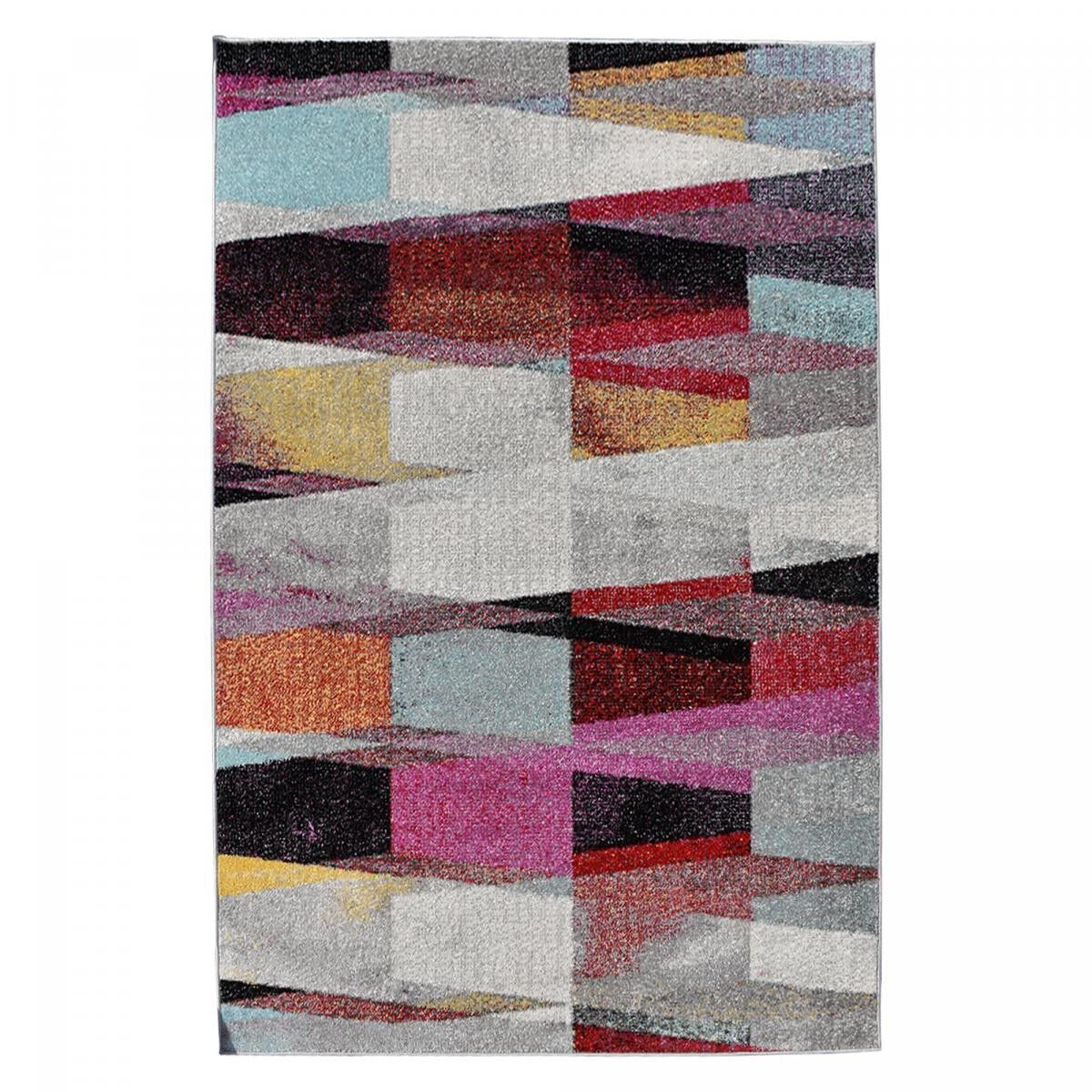 RUFI 150x220 rot-grüner gewebter rechteckiger Schlafzimmerteppich mit ethnischem Muster