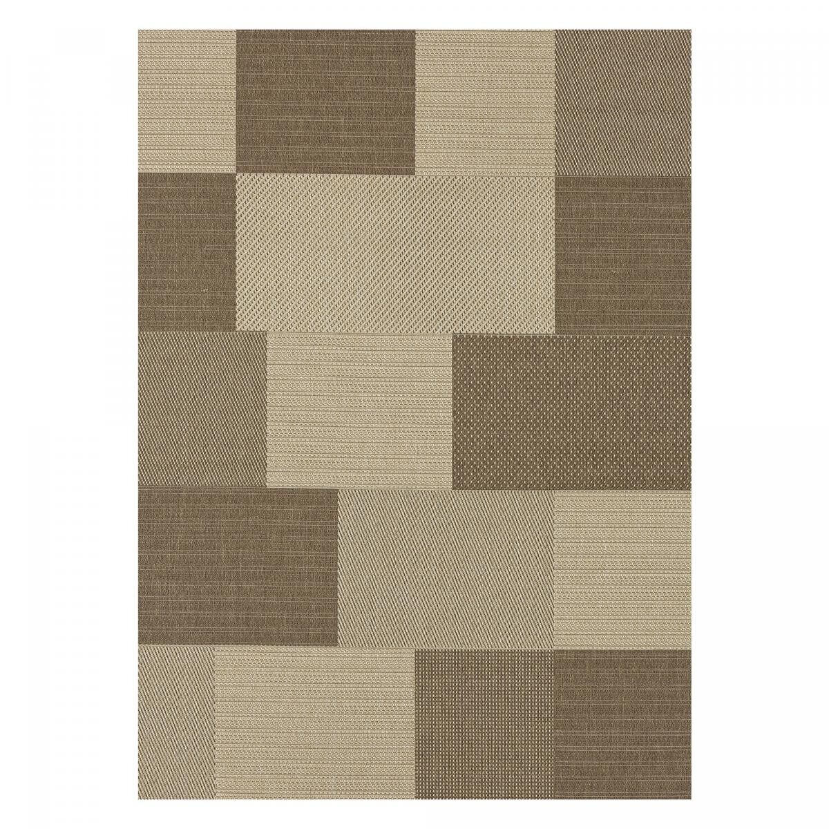 Alfombra de exterior 60x110 tejido kilim marrón y beige PAFE