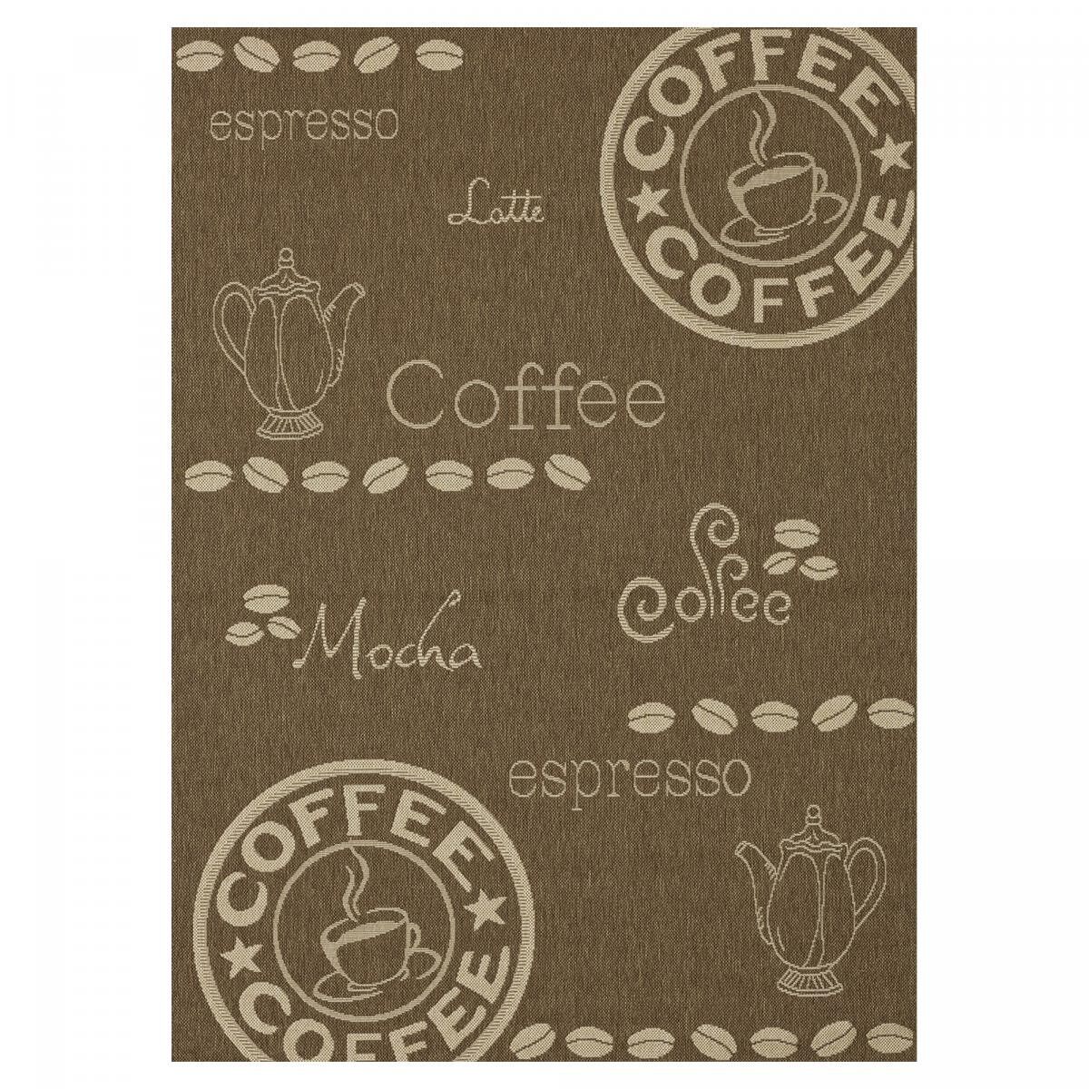 Tappeto da esterno intrecciato kilim marrone e beige TUFO 60x110