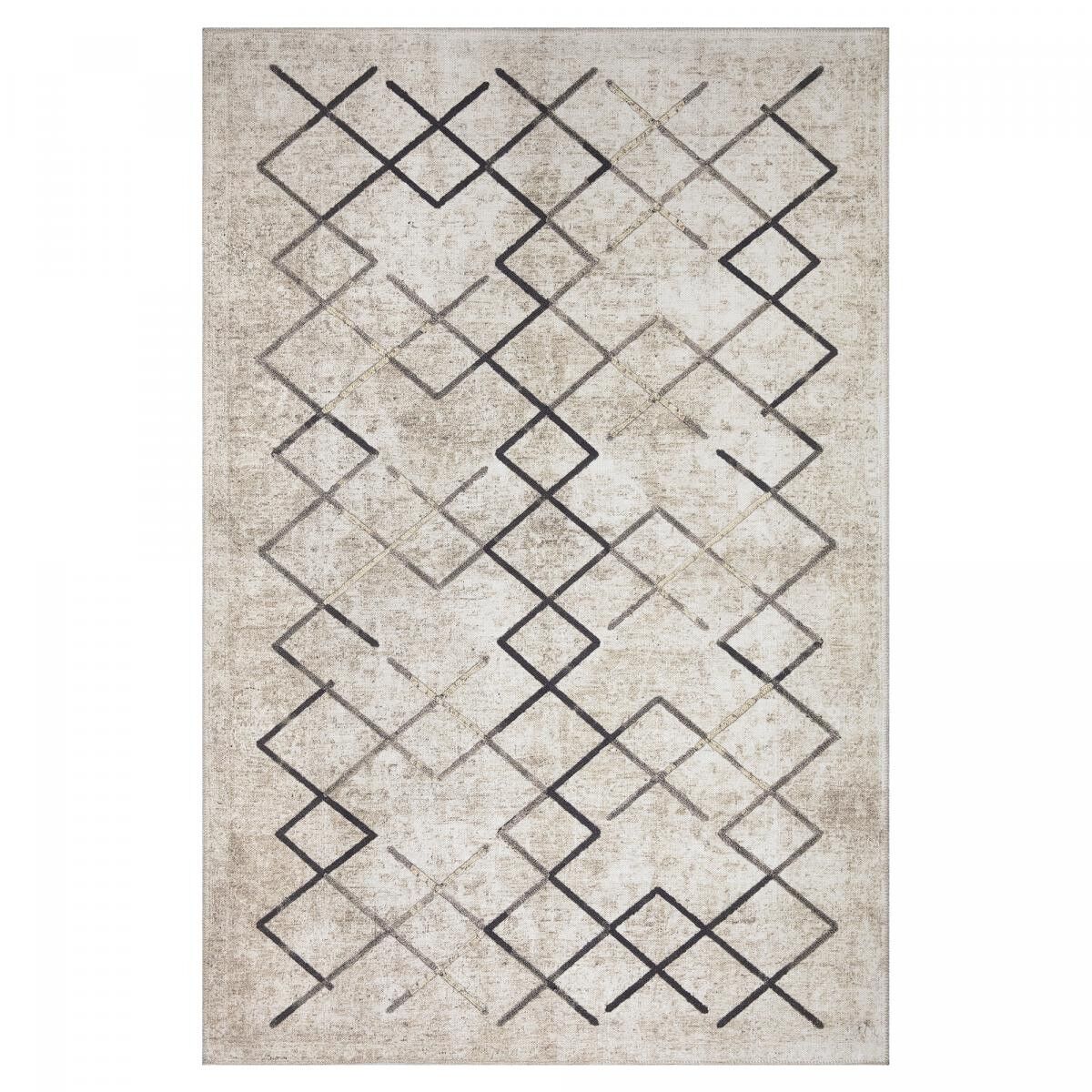 Tappeto d'ingresso 115x180 tessuto crema rettangolo motivo scandinavo PIRO