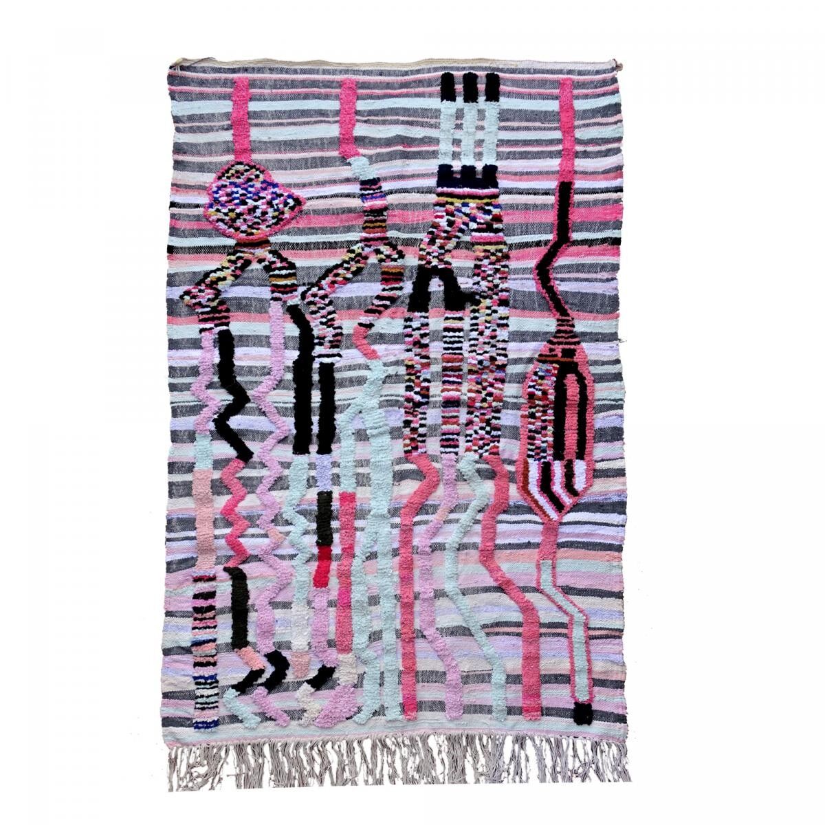 Authentique tapis berbère 140x210 fait à la main en laine multicolore TOGO motif ethnic