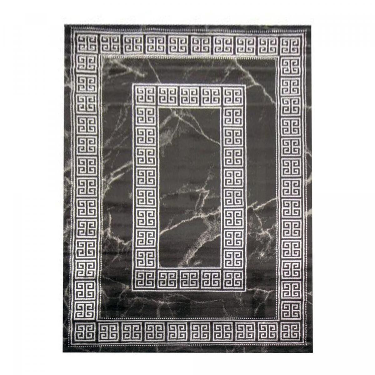 Tappeto orientale 80x300 rettangolo grigio e nero intrecciato motivo etnico SOJA