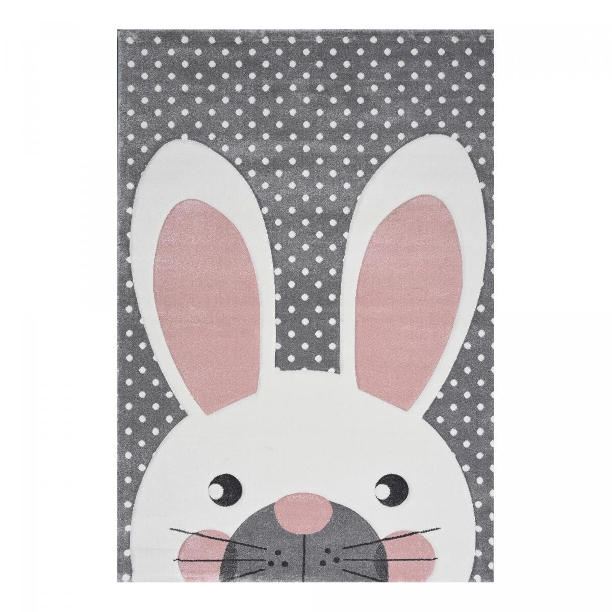 Alfombra infantil 80x150 rectangular tejida gris y crema RURI