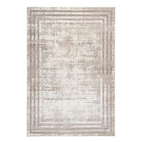 Tapis chambre 80x150 tissé taupe rectangle motif simple DOKA