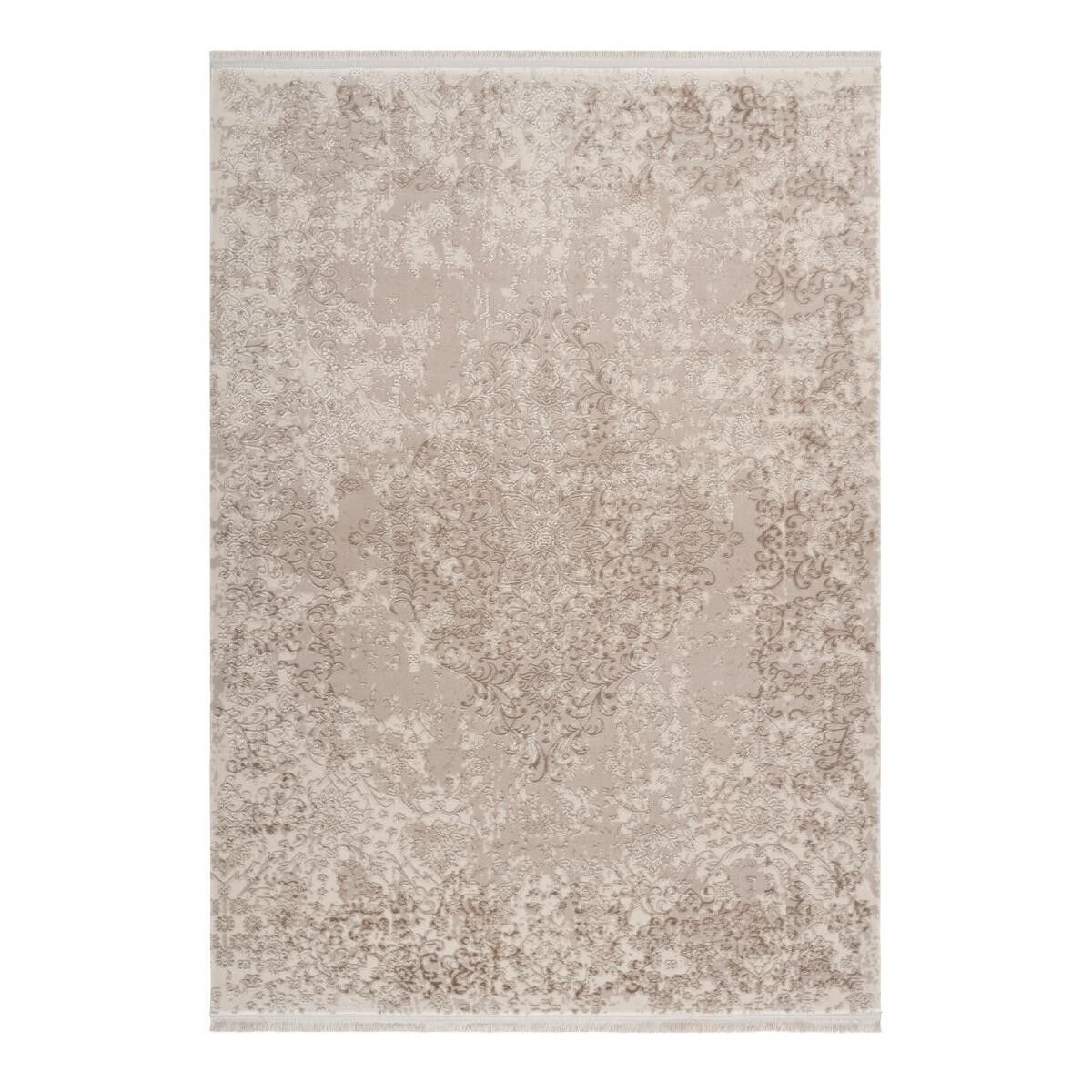 Wohnzimmerteppich 200x290 gewebt aus beigefarbenem Acryl mit orientalischem Muster BICE