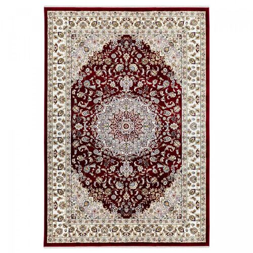 Tapis salle à manger 140x200 tissé rouge rectangle motif oriental VAHU