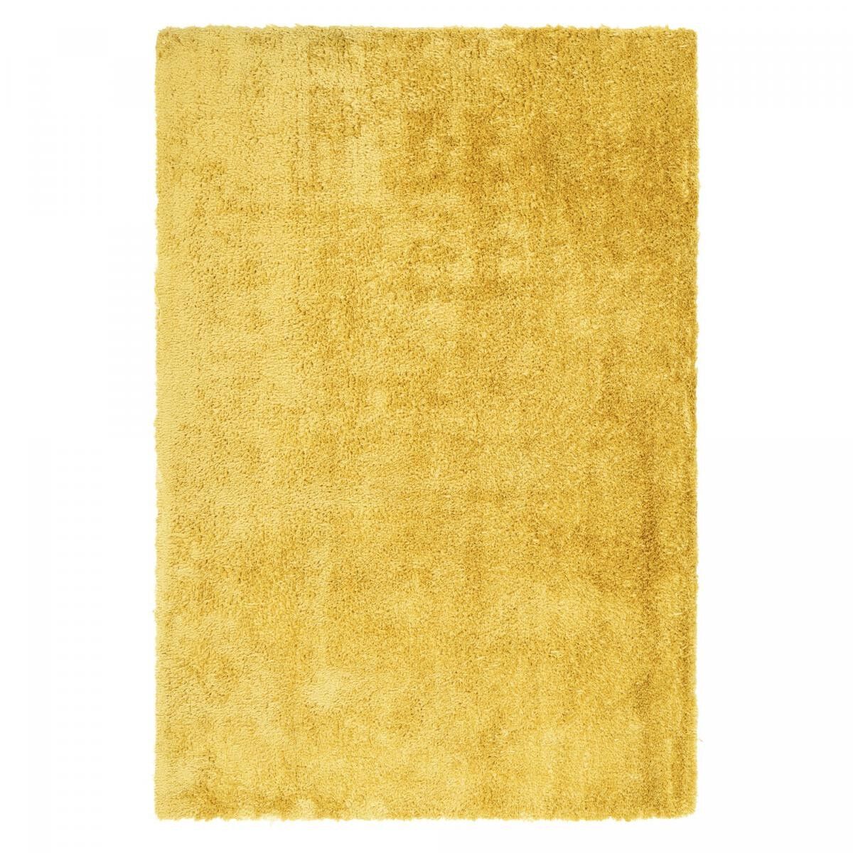 Tapis longs poils shaggy 120x170 rectangle tufté jaune motif uni VEPO