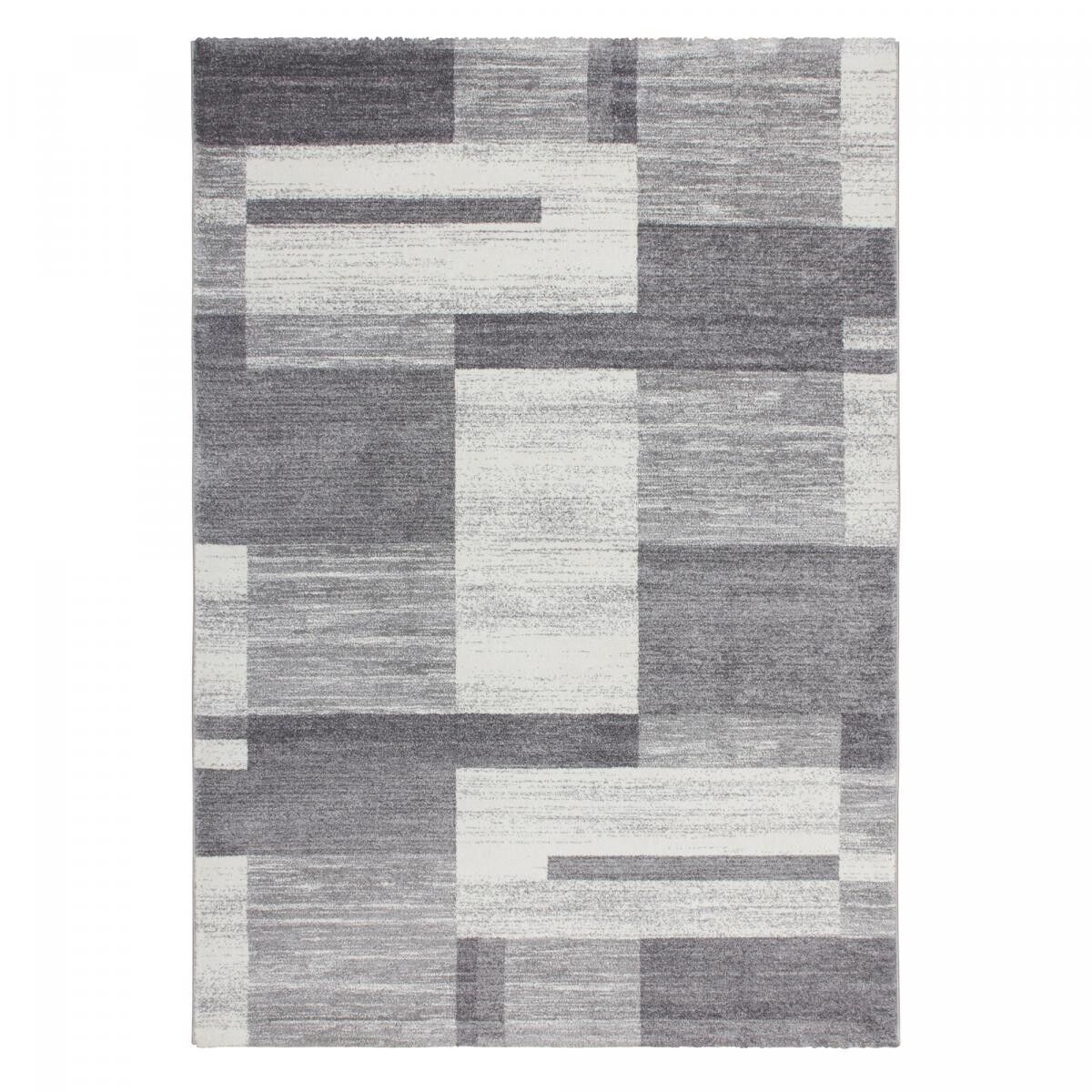 Tappeto da camera da letto BIKI 80x150 grigio intrecciato con motivo geometrico rettangolo