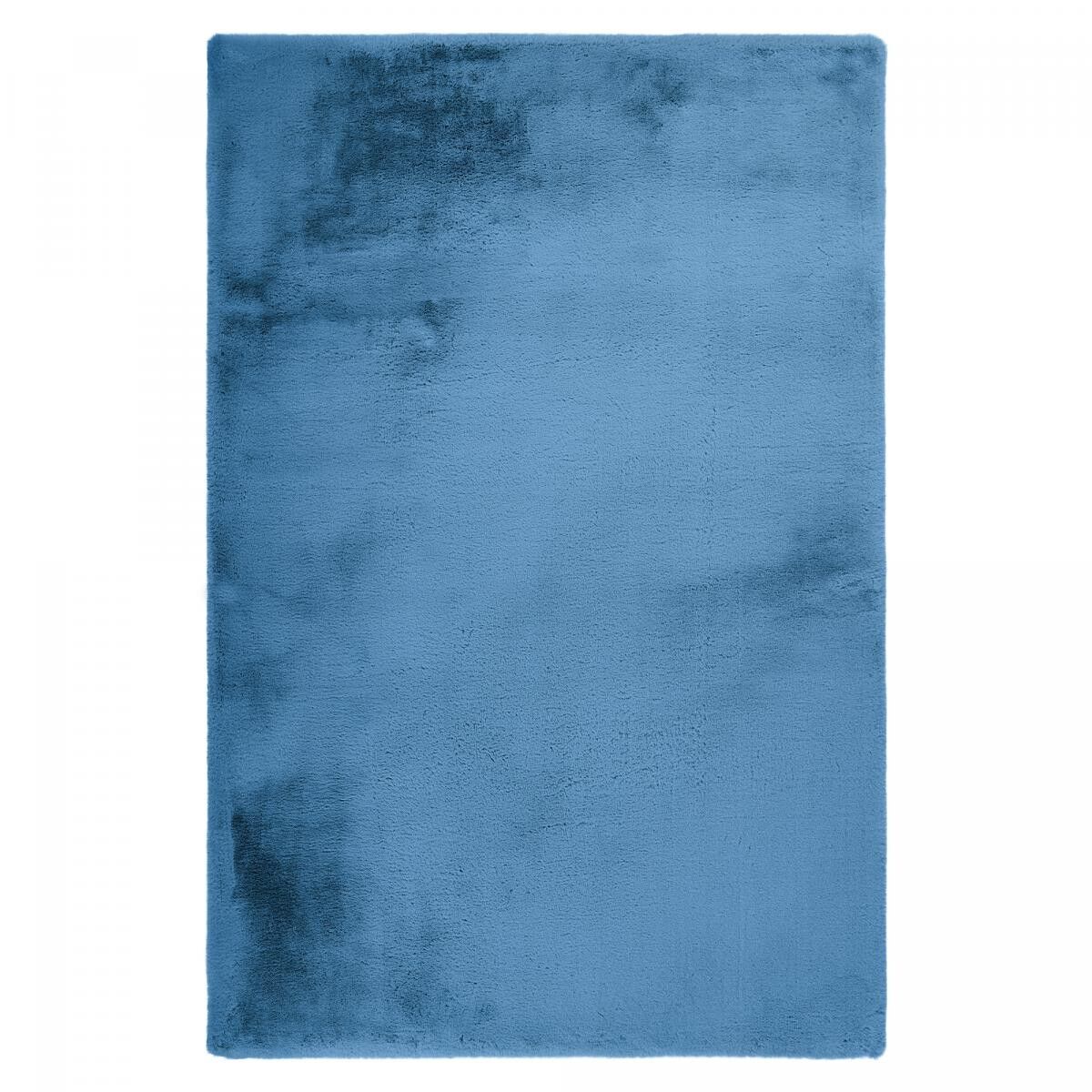 Tapis longs poils shaggy 80x150 rectangle tufté bleu motif uni TELI