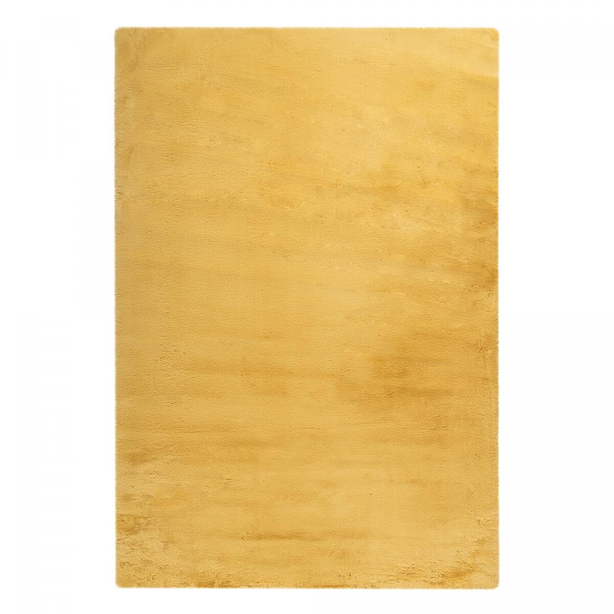 Alfombra de pelo largo peluda 200x290 rectangular con mechones amarillos estampado liso TELI