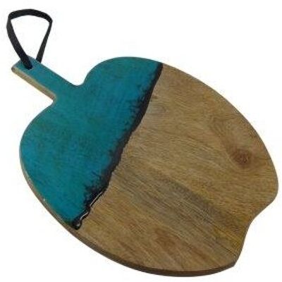 Tabla de cortar - Forma de manzana - Madera - Epoxi - Azul océano