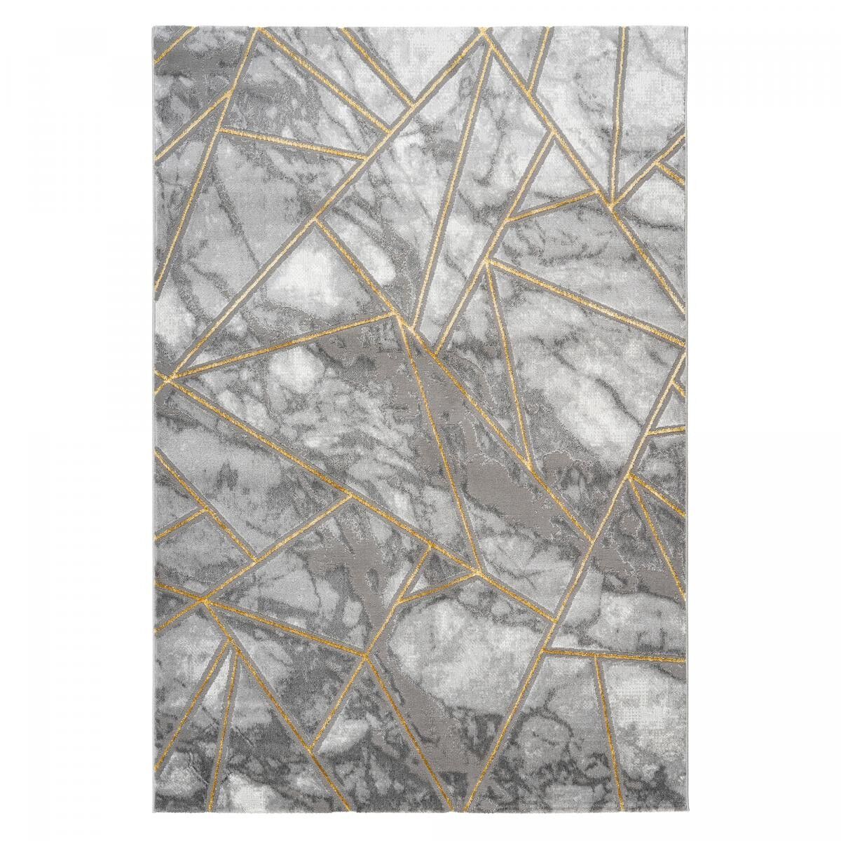 Tapis salle à manger 200x290 tissé or rectangle motif géométrique CILE