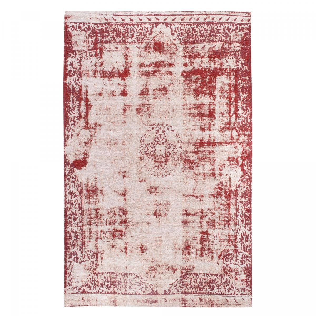 Tappeto kilim 160x235 rettangolo tessuto in cotone rosso e beige con motivo astratto