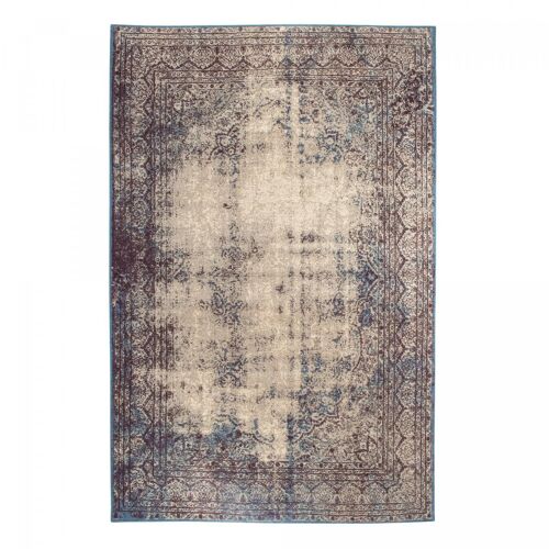 Tapis kilim 160x235 rectangle tissé en coton gris et beige motif abstrait