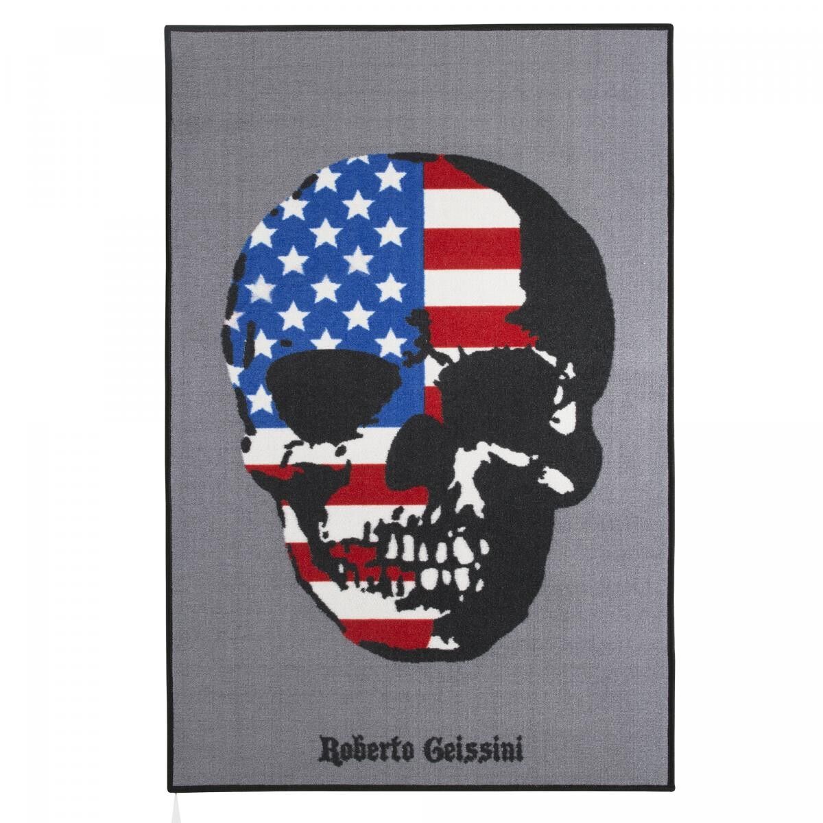 Tappeto per bambini 100x150 rettangolo fatto a mano grigio e blu KUSE