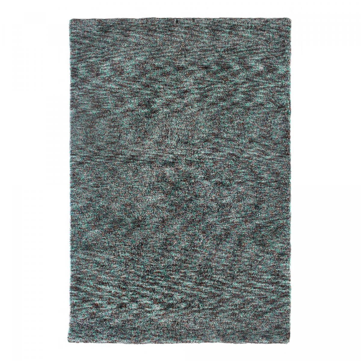 KIDE 170x240 rectangle tufted turquoise long pile shaggy rug with faux plain pattern