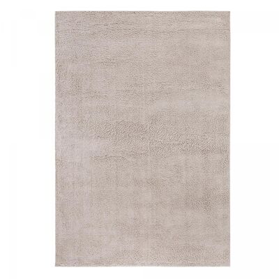 Alfombra de pelo largo y peluda de 160 x 230 cm, rectangular, tejida en beige, imitación liso, NEMO