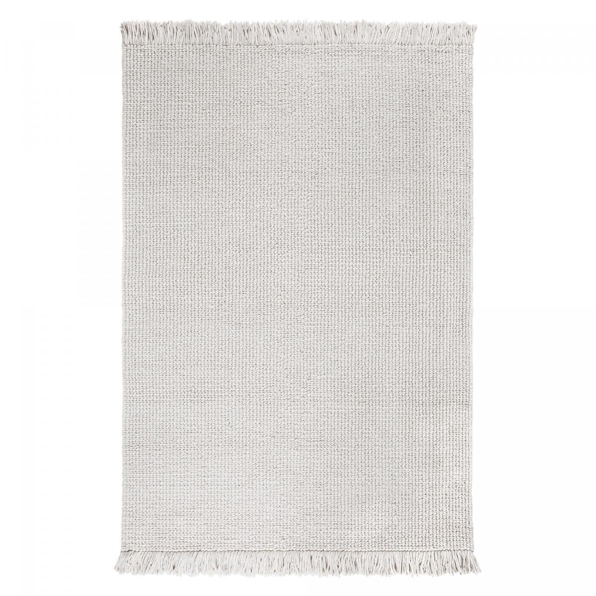 Tappeto d'ingresso 130x190 tessuto in lana crema rettangolo motivo semplice MILO