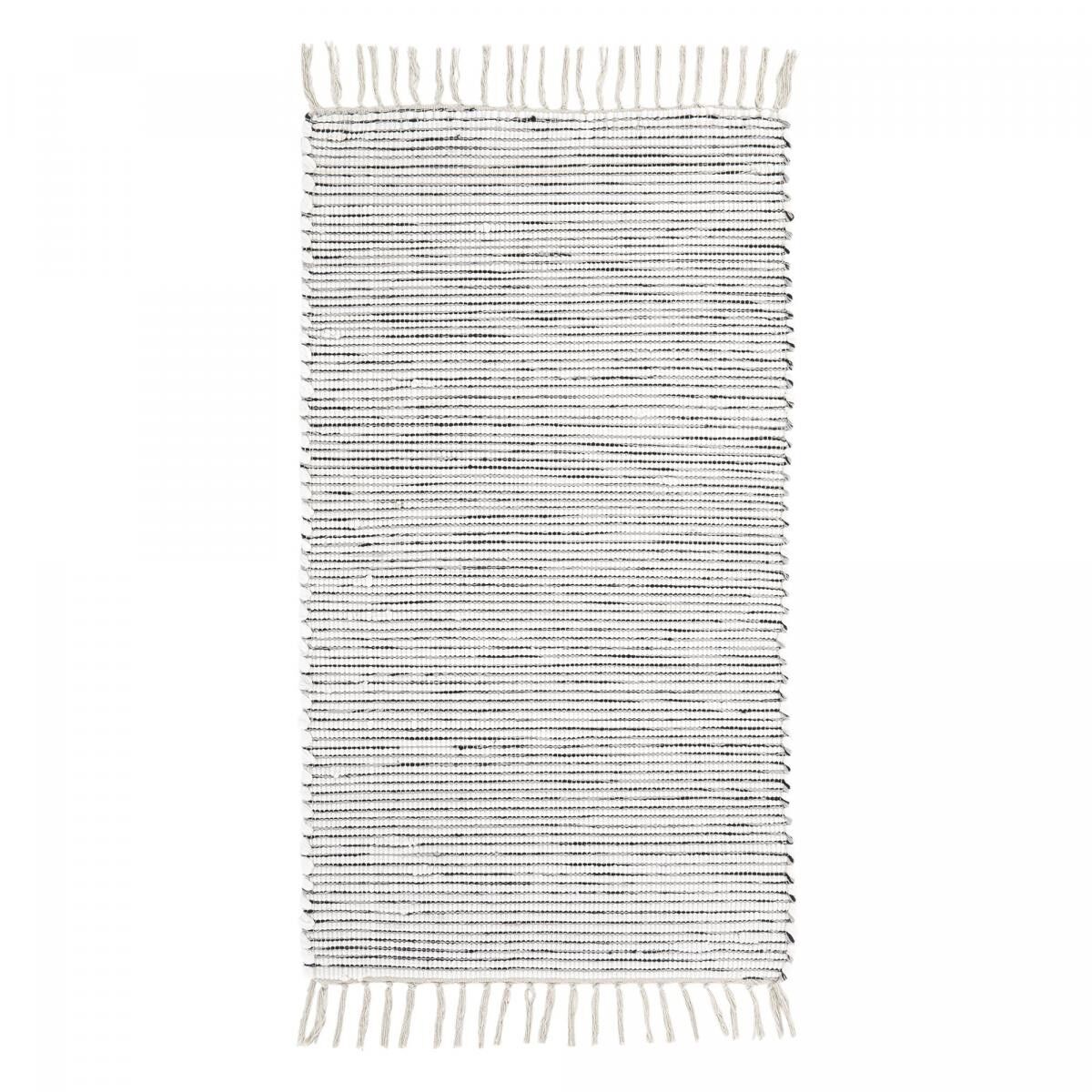 Tappeto da corridoio 60x120 tessuto in cotone crema e grigio chiaro motivo rettangolare semplice LEHI