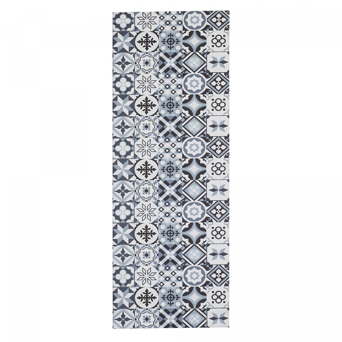 Tapis cuisine 120x170 en PVC gris et noir motif floral LOKO