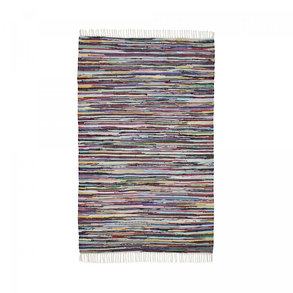 Tappeto Kilim 200x300 rettangolare tessuto in cotone multicolore con motivo etnico